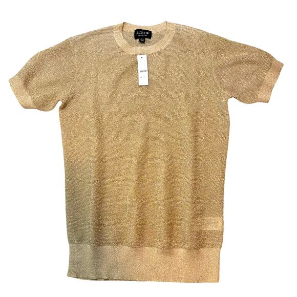 J.Crew Collection Gold Metallic Lurex Knit Oversized Tunic Top XS-S NWT - Picture 3 of 6